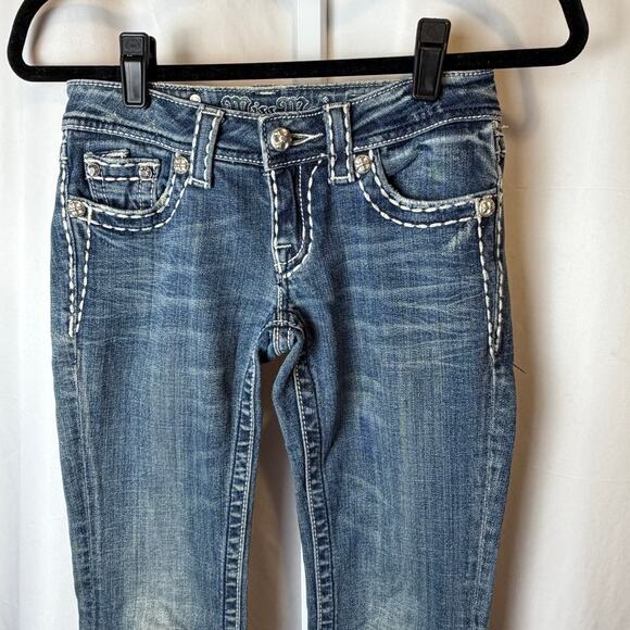 Miss Me Womens Bootcut Jeans Size 25 Cowgirl Style Medium Wash JE5152BL Low Rise - Picture 3 of 9